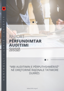 Raport përfundimtar “Mbi auditimin e përputhshmërisë” në Drejtorinë Rajonale Tatimore Durrës